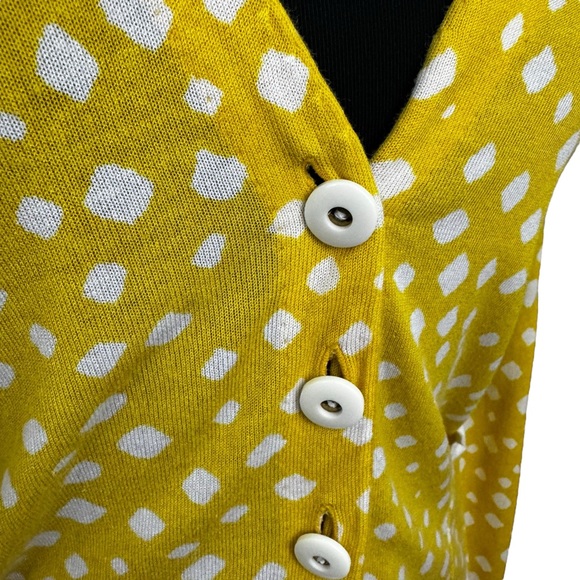 * Leifsdottir Anthropologie Cardigan Yellow Ruffle Detail Preppy Dot Y2K - Picture 7 of 13